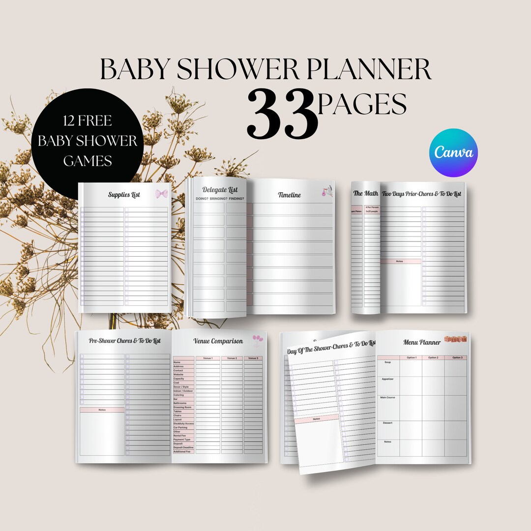 Baby Shower Event Planner Baby Shower Planner Baby Shower Etsy