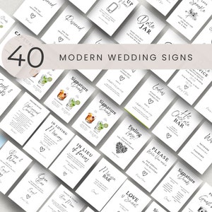 Wedding Signs Bundle, Minimalist Wedding Sign Bundle, Modern, Reception, Editable Table Wedding Signs, Printable, Instant Download, A1