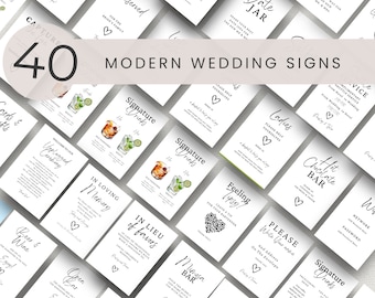 Minimalist Wedding Sign Bundle, 40 Editable Signs (Instant Download)