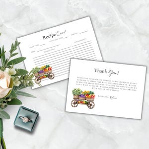 Vers van de markt Bedankkaart en receptenkaartbundel, boerenmarkt vrijgezellenfeest bedankt, direct downloaden, bewerkbaar, afdrukbaar, W120