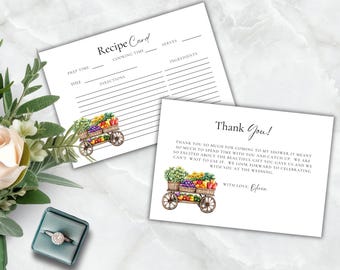 Farmers Market Bridal Shower Thank You & Recipe Card (Instant Download)