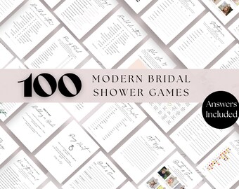 Modern Bridal Shower Games Bundle, Minimalist Theme (Printable, Instant Download)