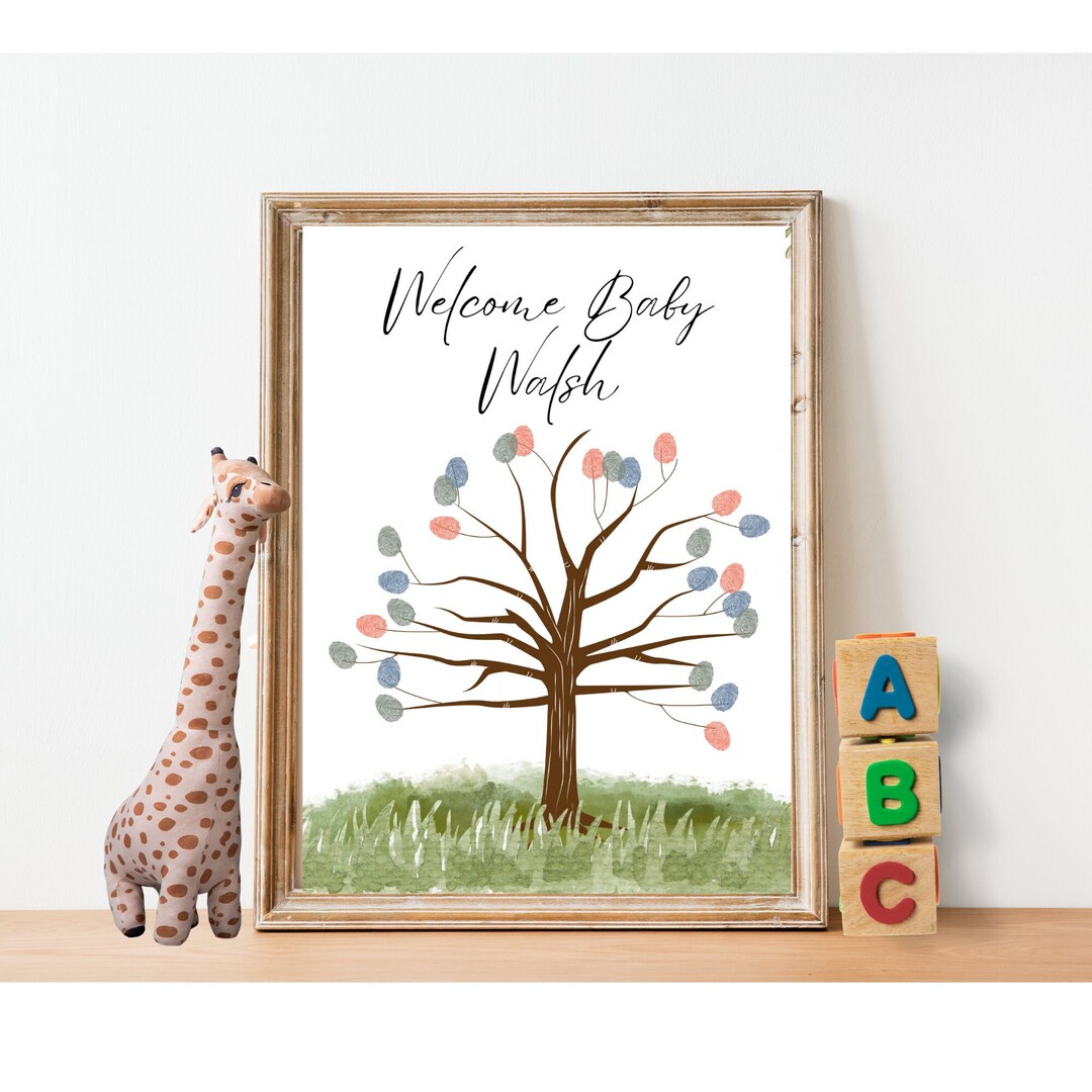 Fingerprint Tree Baby Shower Sweetheart, Instant Download, Guest Book ...