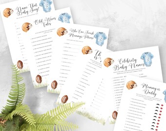 Football Baby Shower Games Bundle, Printable PDF