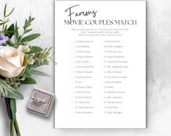 Movie Couples Bridal Shower Game | Printable 5x7" (Instant Download)