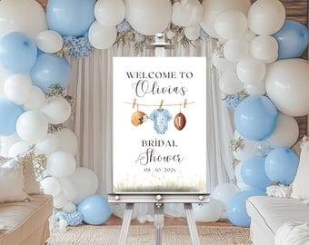 Football Baby Shower Welcome Sign, Sports Theme, Touchdown, Baby Clothes, Instant Download, Editable, Printable, Shower Decor, Poster, D143