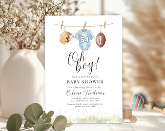 Football Baby Shower Invitation Bundle, Sports Theme (Digital Download)