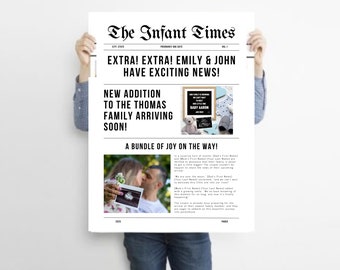 Editable Pregnancy Announcement Newspaper Template (Digital Download)