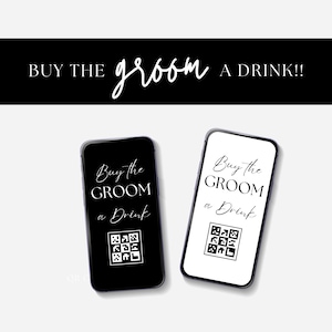 Acquista un drink per lo sposo, modello Venmo Cashapp per matrimonio, addio al celibato, modificabile, carta per mance digitale Canva 2x3,5, download immediato