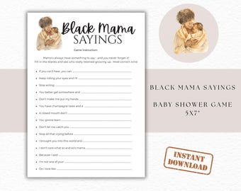 Black Momma Sayings Baby Shower Game (Printable PDF)