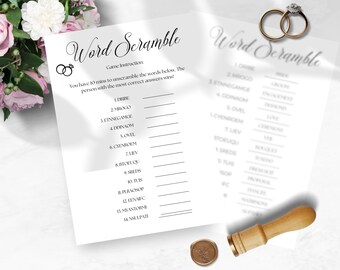 Hochzeit Wort Buchstaben-Rätsel, Brautparty-Empfang (bearbeitbar, Sofort-Download)