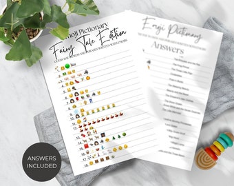 Fairy Tale Emoji Pictionary Baby Shower Game (Instant Download)