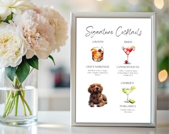 Custom Pet Wedding Signature Drink Sign, Bar Menu (Digital Download)