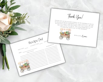 Carte de recette et carte de remerciement pour la douche nuptiale, thème cultivé localement (téléchargement numérique)