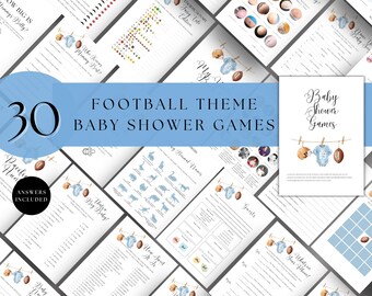 Football Baby Shower Games, 25 Editable Templates (Digital Download)