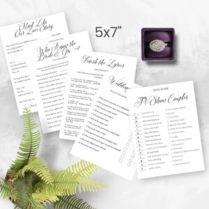 Printable Wedding Table Games for Reception With Answers, Ready to ...