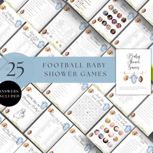 Football Theme Baby Shower Games, For a Boy, Oh Boy Sports Bundle, Instant Download, Printable, Touchdowns and Tiny Toes, PDF, Blue, D143