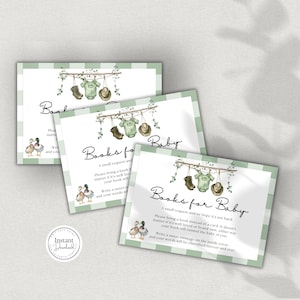 Kleiner Jäger Bücher Anfrage, Stockente Ente Babyparty bringen eine Buchkarte, rustikale Junge Babyparty, Outdoor Thema, bearbeitbar, druckbar, D149