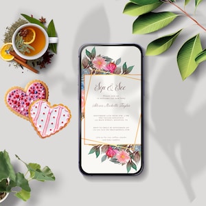 Digtial Invitation for Sip and See, Floral Meet and Greet Baby Shower Evite Template, Editable, Instant Download, Printable, Text, Email