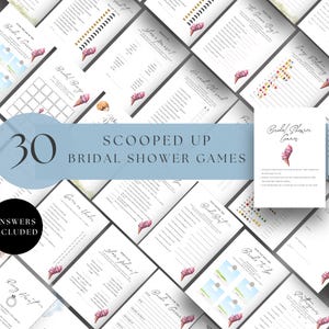 Scooped Up Bridal Shower Games, Fun Printable Activities, PDF Instant Download, Modern Design, Canva, Ice Cream, Pink, No Editing, W119