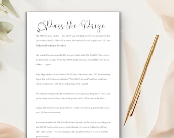 Pass the Prize Bridal Shower Game, Left Right Poem (Printable PDF)