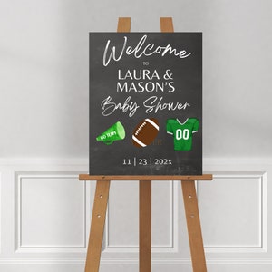 Football Baby Shower Welcome Sign, Sports Theme, For a Boy, Printable Poster, Instant Download, Editable, Customized Decorations, Canva, D93