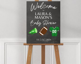 Football Baby Shower Welcome Sign, Sports Theme (Printable Poster, Editable, Instant Download)