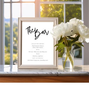 Modern Minimalist Script Wedding Signature Drinks, Wedding Bar Menu, Reception Cocktail Sign, Instant Download, Editable, Printable, ES1
