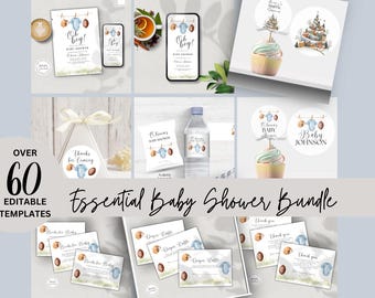 Football Baby Shower Bundle, Sports-Themed Printables (Digital Download)