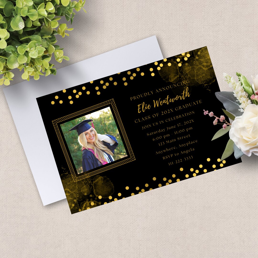 Graduation Invitation Template 4x6, Grad Party Invites With Pictures ...