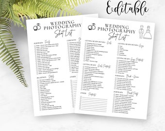 Editable Wedding Photographer Shot List Checklist (Printable)