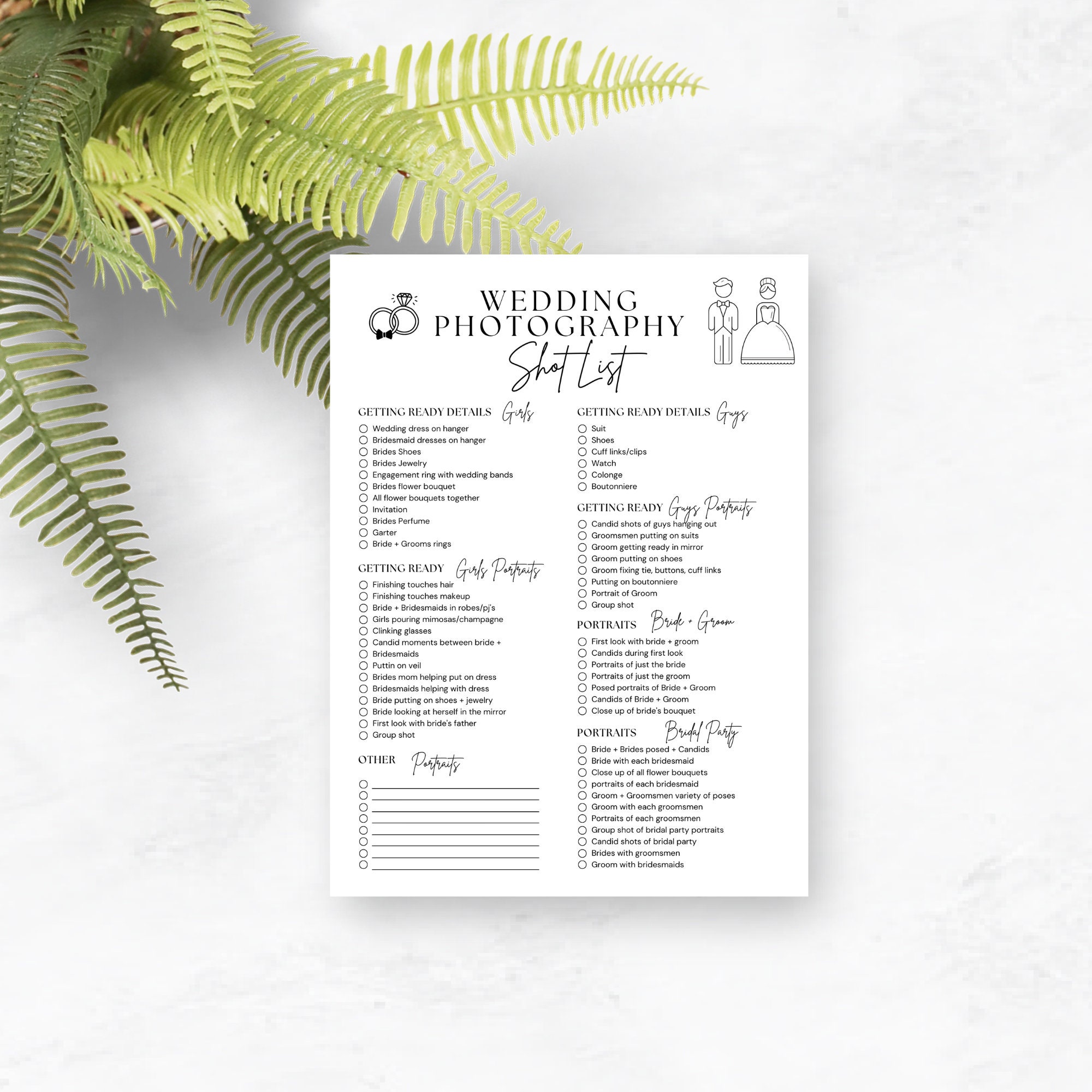 Printable Photographer Wedding Checklist Photographer Wedding Checklist ...
