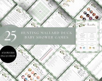 Mallard Duck Baby Shower Games Bundle, Rustic Hunting Theme (Printable Instant Download)