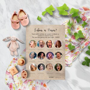 Labour or Horror Quiz, Baby Shower Game, Minimalist Theme, Baby Shower Party Games, Funny Baby Game, 5x7 Loving or Labour Picture Quiz, BB01