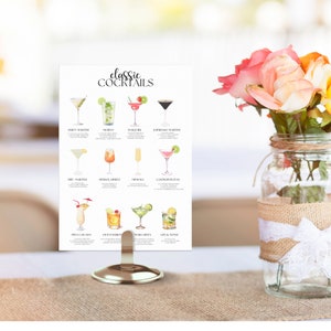 Signature Drink Canva, Classic Cocktails Bar Sign, Photo Bar Menu, Wedding Reception Signage, Printable, Instant Download, Custom Drink List