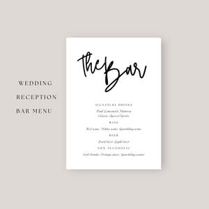 Wedding Bar Menu Sign Editable Template Signature Drink Menu Reception Cocktail Sign Printable Wedding Drink Sign Canva Instant Download ES1