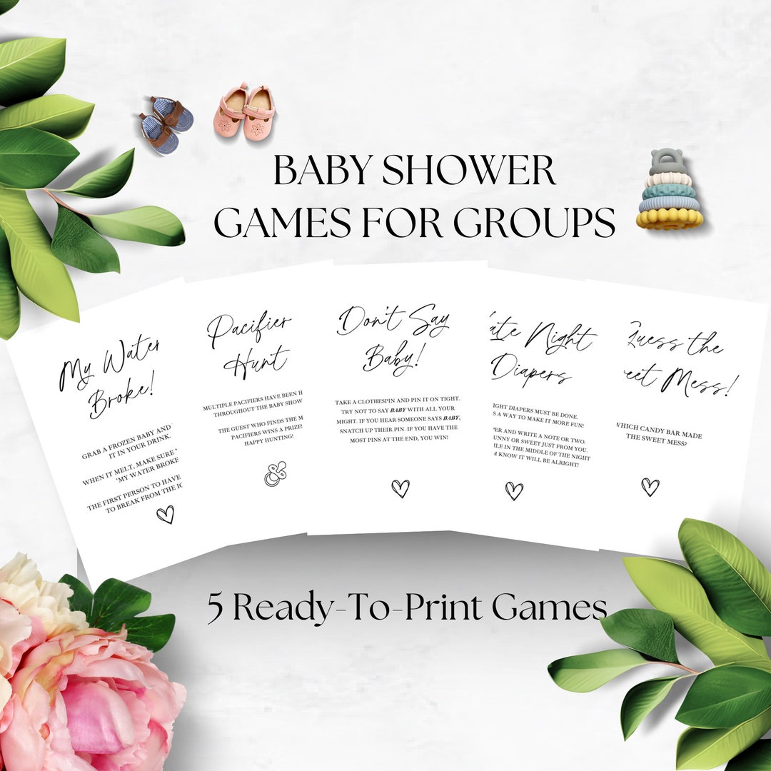 Printable Baby Shower Games Bundle, Printable, Pacifier Hunt, Late ...