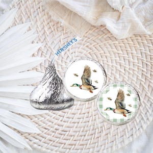 Hershey Kiss Baby Shower Template, Mallard Duck, Hunting, Favour Label, Instant Download, Editable, Printable, Canva Template, D150 D151
