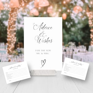 Advies en wensen bord bruiloft, nieuwe heer en mevrouw, voor het paar, bruid en bruidegom, bord bruiloft receptie, afdrukbaar, bewerkbaar, D1