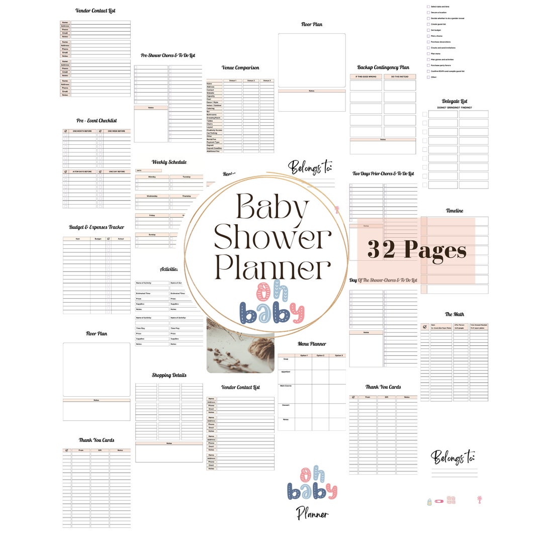 Baby Shower Event Planner Printable Baby Shower Planner Etsy Canada
