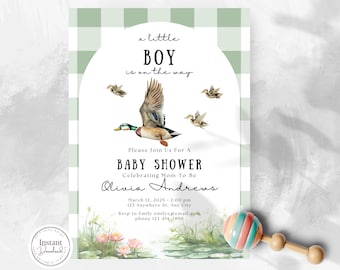 Mallard Duck Baby Shower Invitation, Watercolor Printable (Digital Download)