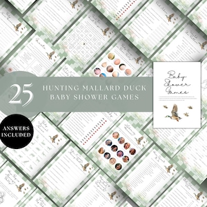 Mallard Duck Baby Shower Game, Hunting Bundle, Editable, Minimalist, Fun, Modern, Printable, Instant Download,Canva Template, D150, D151