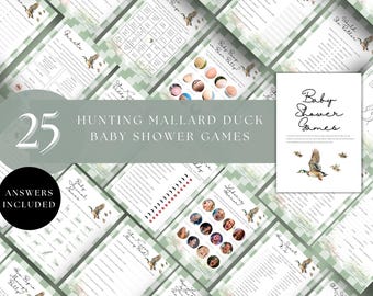 Hunting Mallard Duck Baby Shower Games, Rustic Bundle (Printable, Instant Download)
