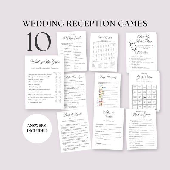 Wedding Reception Games Bundle, Fun Bridal Shower Games (PDF Download)