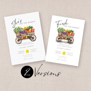 Off The Market Bridal Shower Invitation Template, Farmer&#39;s Market Invite, She&#39;s Off Market, Instant Download, Editable Template, Evite, W120