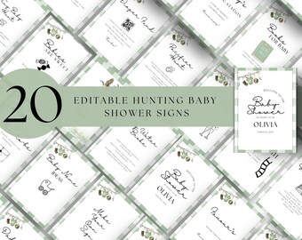 Mallard Duck Baby Shower Signs, Rustic Hunting Theme (Printable, Editable)