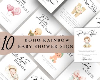 Boho Rainbow Baby Shower Signs Bundle | Gender Neutral Decor (Printable)
