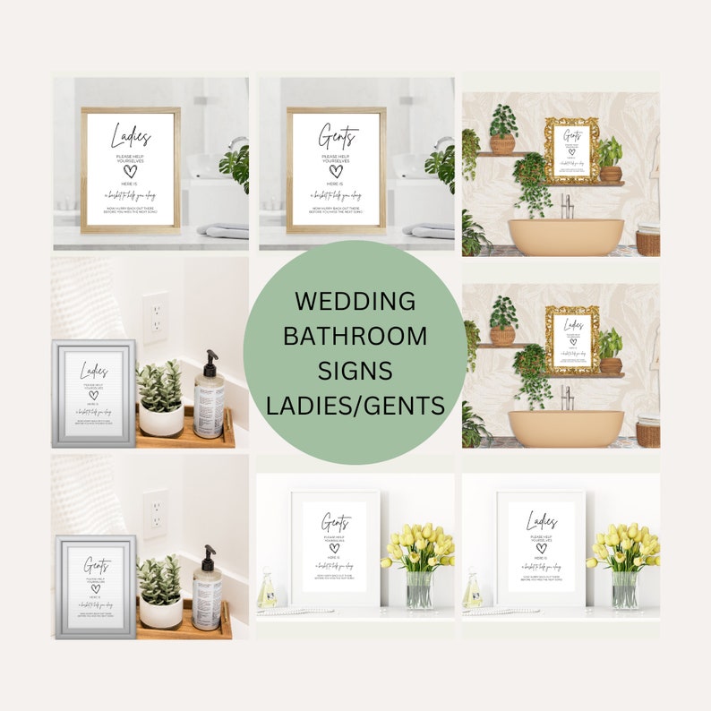 Printable Wedding Bathroom Toilet Sign Ladies and Gents for the Diy ...