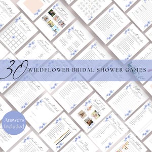 Wildflower Bridal Shower Games Bundle, Minimalist Bridal Shower Games, PRINTABLE, Simple Custom Wedding Games, Editable, Printable