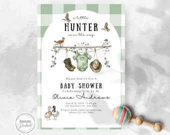 Mallard Duck Baby Shower Invitation, Little Hunter (Editable, Printable, Instant Download)